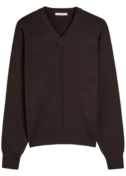  Lemaire V Neck Sweater - Brown - S 