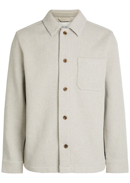  Les Deux Hamilton Textured Twill Overshirt - Light Grey - L 