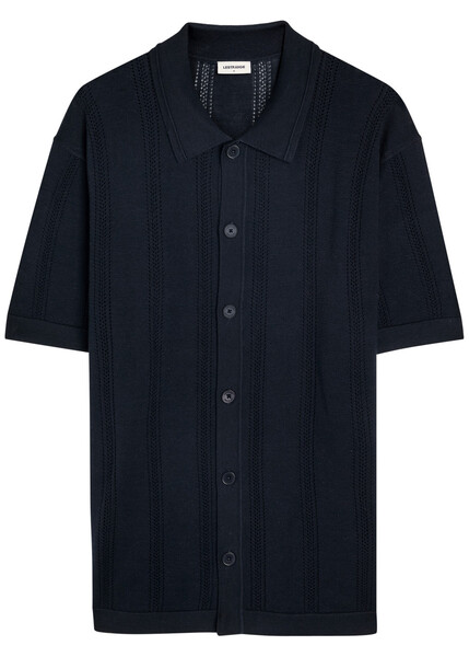 Lestrange Textured Pointelle-knit Shirt - Navy - L 