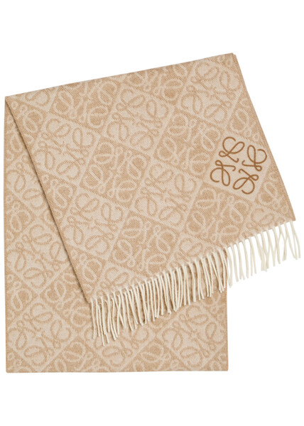  Loewe Anagram Alpaca And Wool-blend Scarf - Beige - One Size 