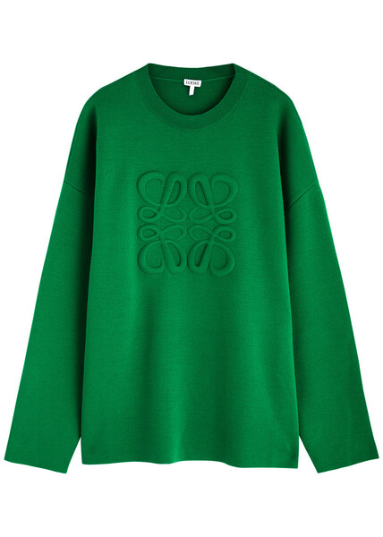  Loewe Anagram-embossed Wool-blend Jumper - Green - L 
