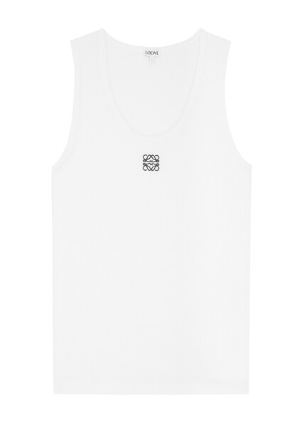  Loewe Anagram-embroidered Stretch-cotton Vest - White - Xl 