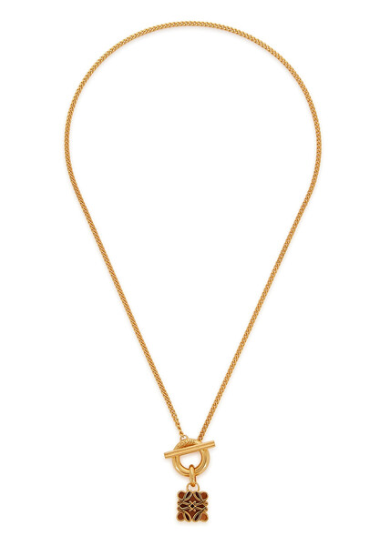  Loewe Anagram Gold-tone T-bar Necklace - One Size 