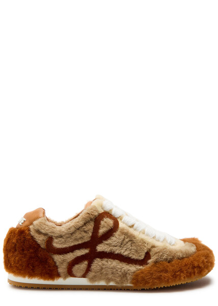  Loewe Ballet Runner 2.0 Panelled Shearling Sneakers - Tan - 39 (it39 / Uk6) 