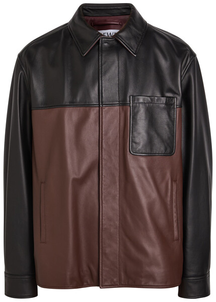  Loewe Colour-block Leather Overshirt - Black - 46 (it46 / S) 