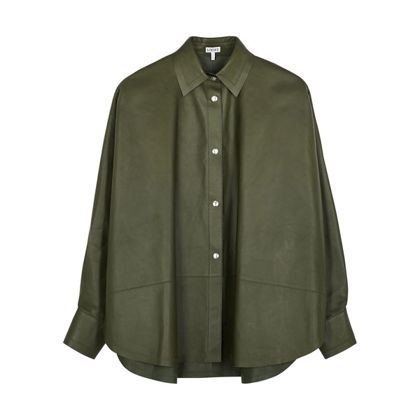  Loewe Dark Green Leather Shirt - 12 