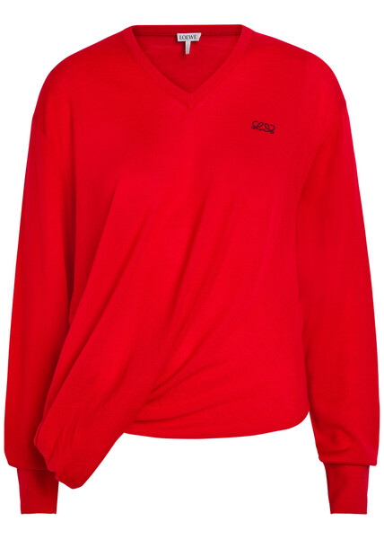  Loewe Draped Wool-blend Jumper - Red - M (uk12 / M) 
