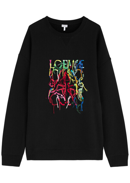  Loewe Logo-embroidered Cotton Sweatshirt - Black - L 