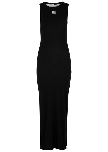  Loewe Logo-embroidered Stretch-cotton Dress - Black - M 