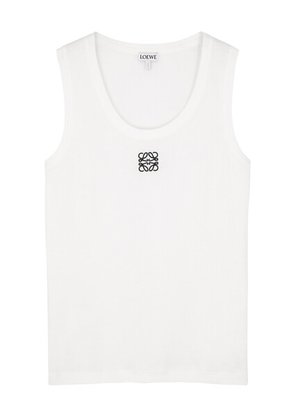  Loewe Logo-embroidered Stretch-cotton Tank - White - S 