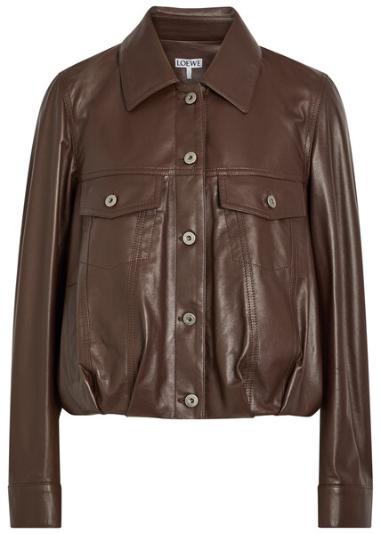  Loewe Patch Pocket Leather Jacket - Dark Brown - 36 (uk8 / S) 