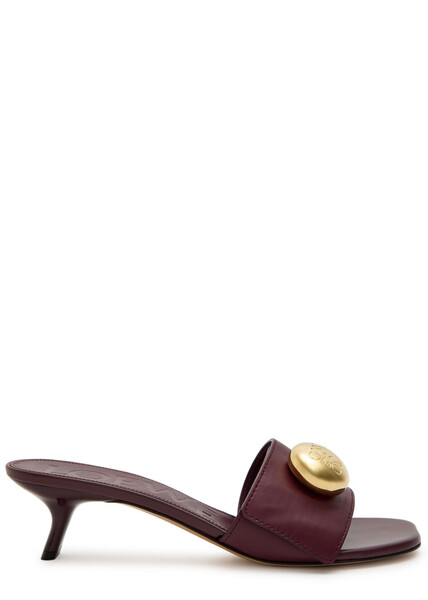  Loewe Pebble Slide 45 Leather Mules - Burgundy - 37 (it37 / Uk4) 