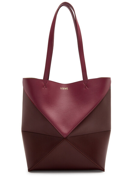  Loewe Puzzle Fold Medium Leather Tote - Red - One Size 