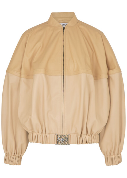  Loewe Sand Panelled Leather Bomber Jacket - Beige - 12 