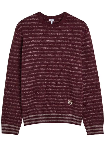  Loewe Striped Knit Wool-blend Jumper - Dark Brown - M 