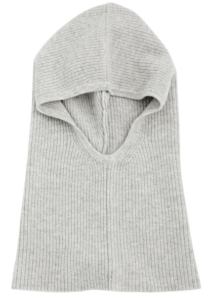 Loop Cashmere Ribbed Cashmere Hood - Light Grey - One Size 