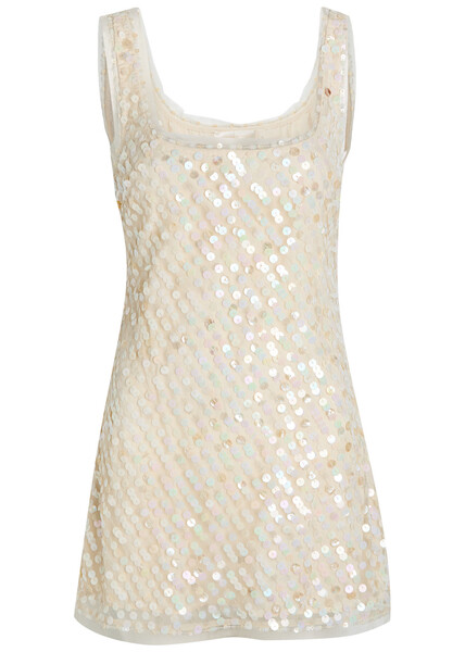  Loveshackfancy Calise Sequin-embellished Tulle Mini Dress - White - 2 (uk6 / Xs) 