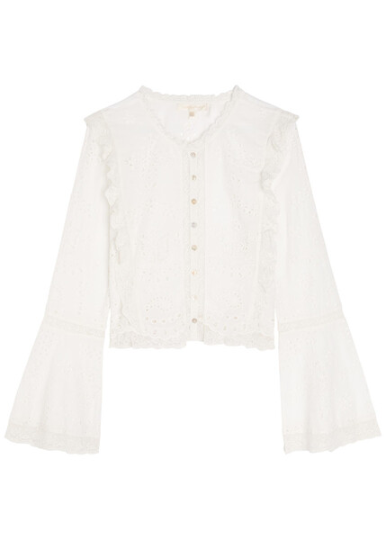  Loveshackfancy Hawthorne Embroidered Cotton Top - White - M (uk12 / M) 