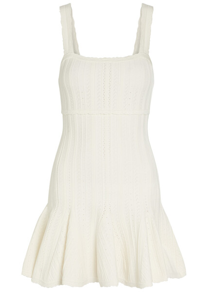  Loveshackfancy Tabatha Pointelle-knit Mini Dress - White - Xs (uk6 / Xs) 