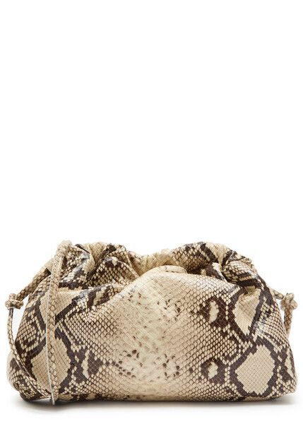  Mansur Gavriel Cloud Mini Python-print Leather Clutch - Beige - One Size 