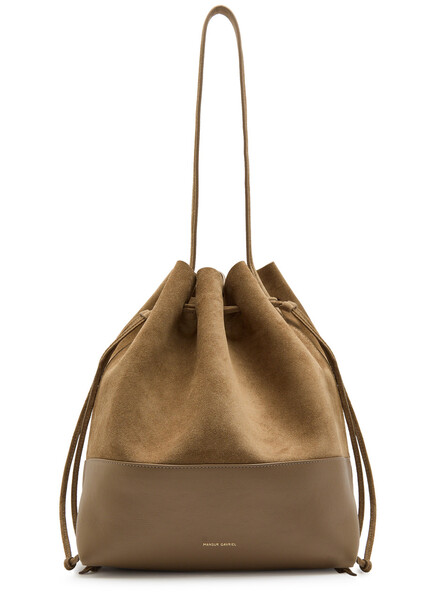  Mansur Gavriel Leather And Suede Drawstring Bucket Bag - Camel - One Size 