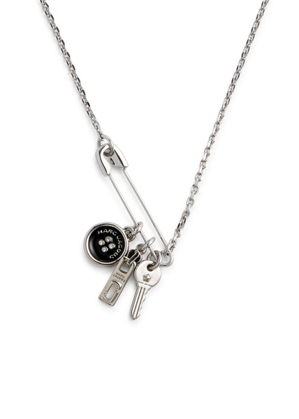  Marc Jacobs Button Charm Silver-plated Necklace - Black And Silver - One Size 