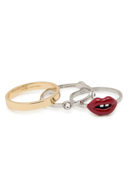  Marc Jacobs Lips Plated Brass Rings - Set Of Three - Gold - 6 (l 1/2) 