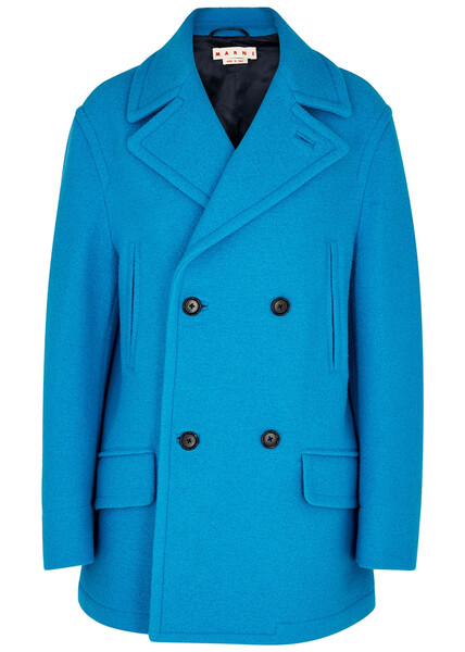  Marni Blue Double-breasted Wool Peacoat - 10 