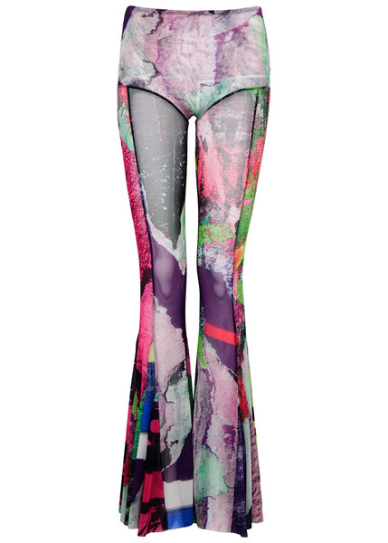  Marques’ Almeida Printed Flared Mesh Trousers - Multicoloured - M 