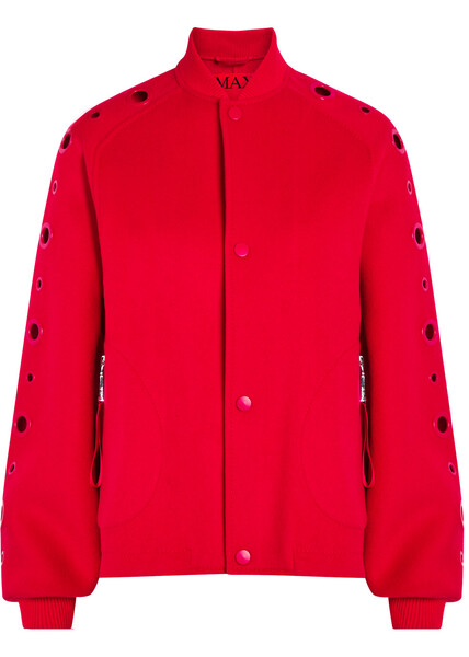  Max&co Eyelet-embellished Wool Bomber Jacket - Red - M (uk12 / M) 
