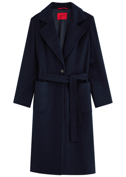  Max&co Kids Belted Wool Coat - Navy 