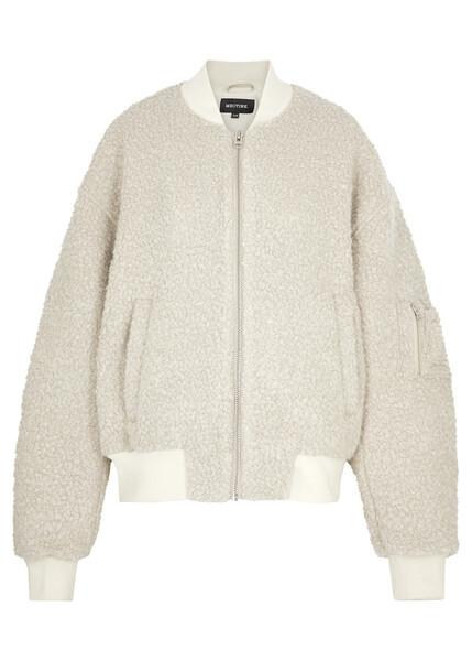  Meotine Bianca Bouclé Wool-blend Bomber Jacket - Cream - S/m (uk10-12 / M) 