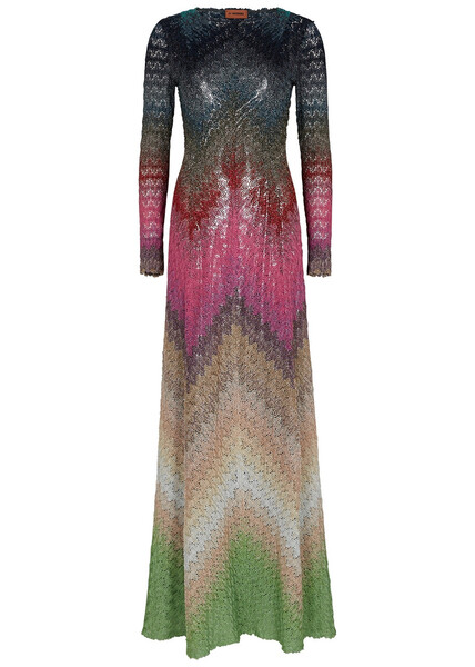  Missoni Metallic Patterned Fine-knit Maxi Dress - Multicoloured - 12 