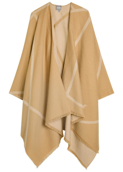  Mm Jacquard Wool Poncho - Sand - One Size 