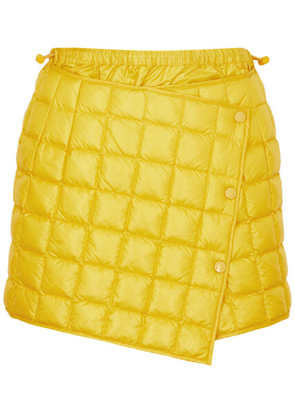  Moncler Asymmetric Quilted Shell Mini Skirt - Yellow - 6 