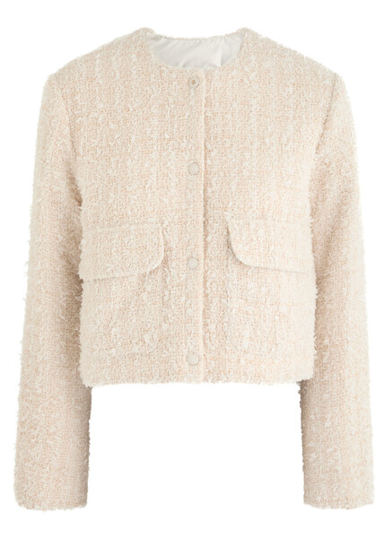  Moncler Dauphin Logo Tweed And Shell Jacket - Beige - 2 (uk 12 / M) 