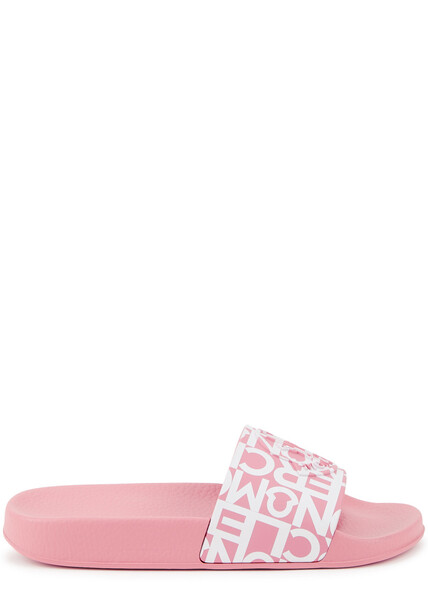  Moncler Jeanne Logo Rubber Sliders - Pink - 8 