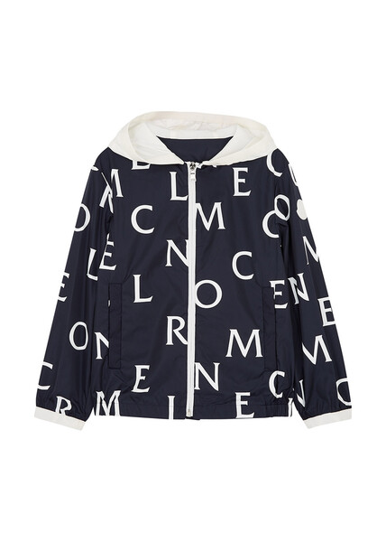  Moncler Kids Jiro Logo-print Shell Jacket (8-10 Years) - Navy/white 
