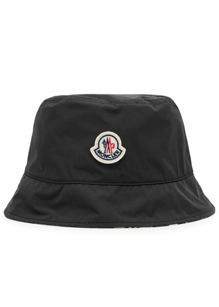  Moncler Kids Printed Reversible Shell Bucket Hat - Black 