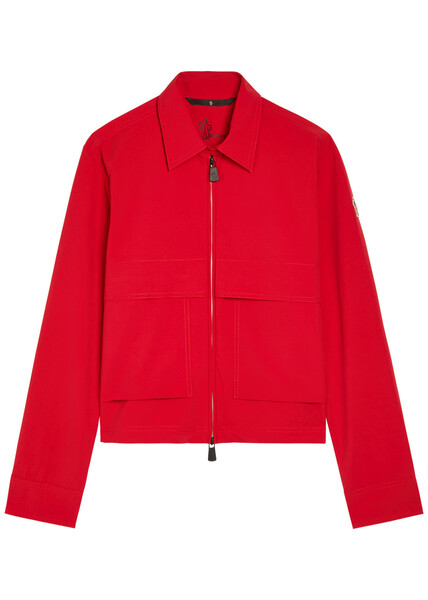  Moncler Logo-appliquéd Cropped Shell Overshirt - Red - S (uk 10 / S) 