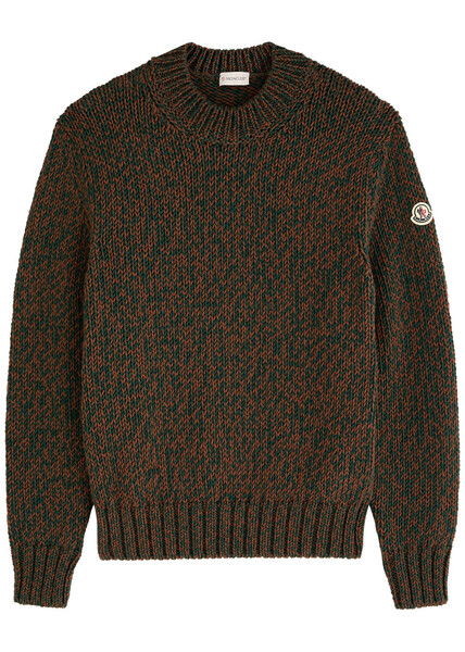 Moncler Logo-appliquéd Wool Jumper - Brown - S 