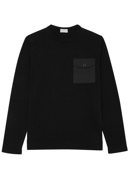  Moncler Logo-embossed Cotton Jumper - Black - L 