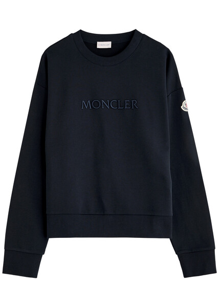  Moncler Logo-embroidered Cotton Sweatshirt - Navy - M (uk 12 / M) 