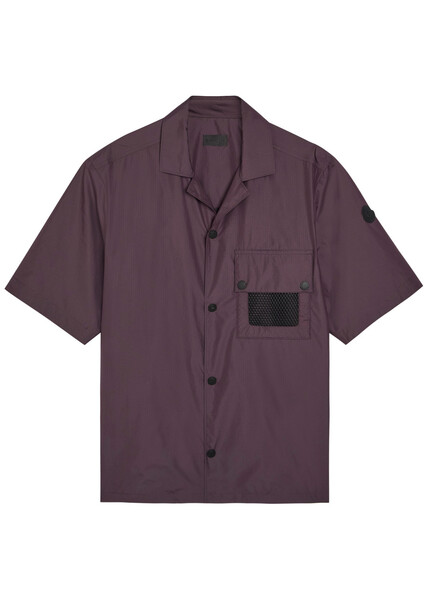  Moncler Logo Ripstop Shell Shirt - Purple - M 