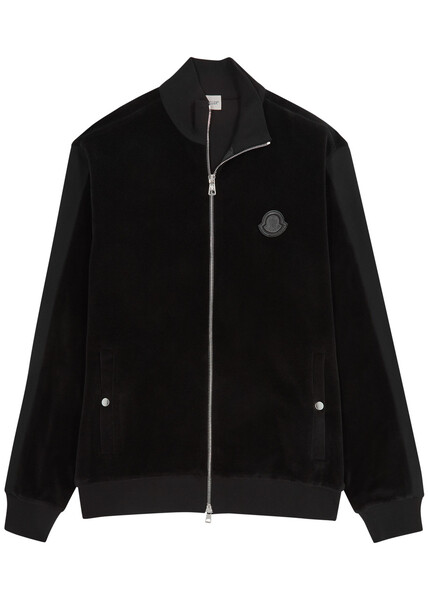  Moncler Logo Velour Sweatshirt - Black - L 