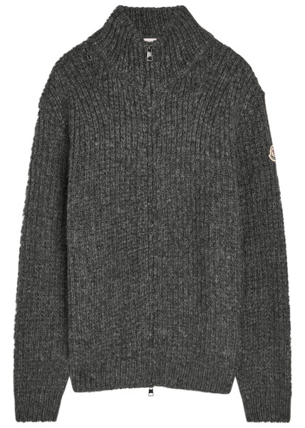  Moncler Ribbed Alpaca-blend Cardigan - Charcoal - S 