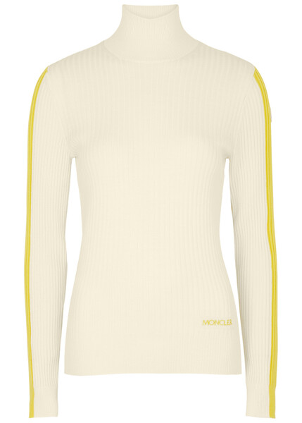  Moncler Ribbed Wool Top - Ivory - L 