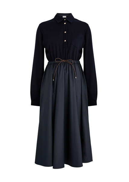  Moncler Shell And Wool-blend Midi Dress - Navy - S (uk 10 / S) 
