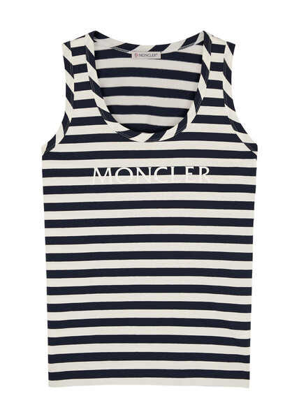  Moncler Striped Logo-print Cotton Tank - Blue - M 