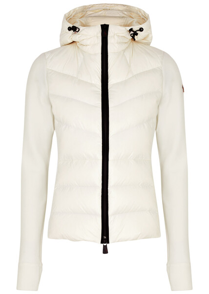  Moncler Women's Extra Small White Quilted Shell And Fleece Jacket - Drawstring Hood - Xs (uk6 /xs) 